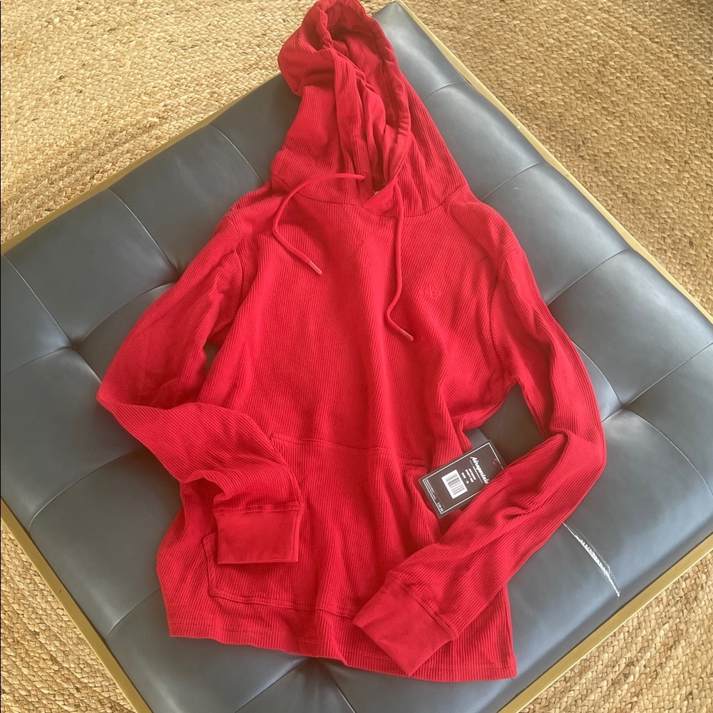 Aeropostale Red Men's Hooded Waffle Knit Sweater